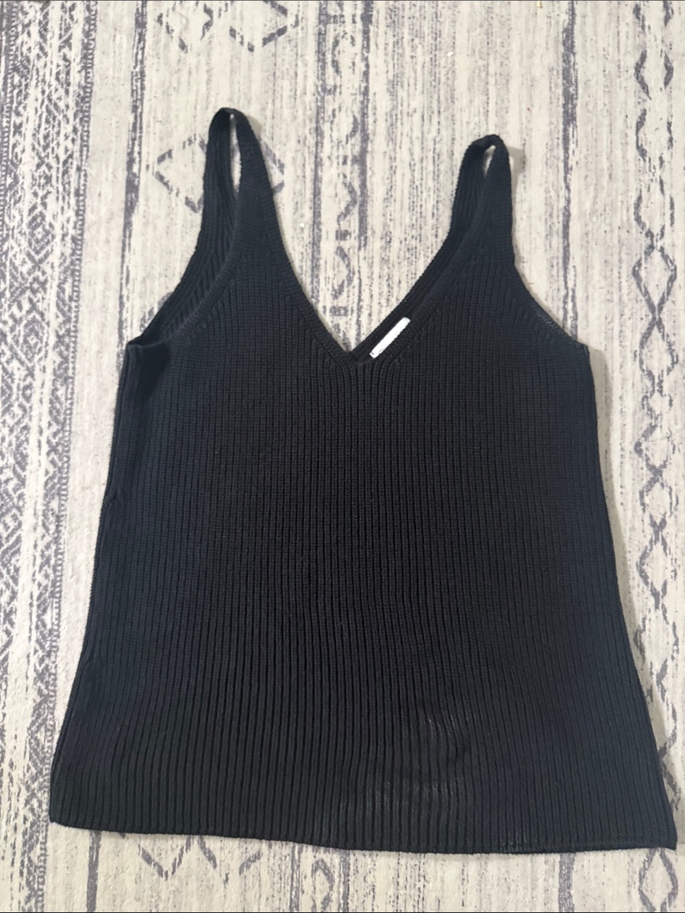 Women’s Black Ribbed V-Neck Knit Camisole Tank